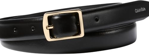 Calvin Klein Donna Cintura Classic Square Buckle Belt 2,0 cm Cintura in Pelle, Nero (Black), 100 cm