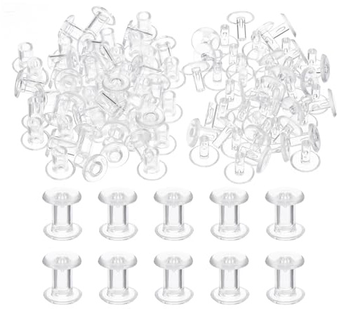 PATIKIL M5x8mm Plastic Binding Post, 50 Sets Plastic Chicago Screws Binding Screw Rivet Post Press-on Buckle for Leather Scrapbook Photo Albums, Transparent