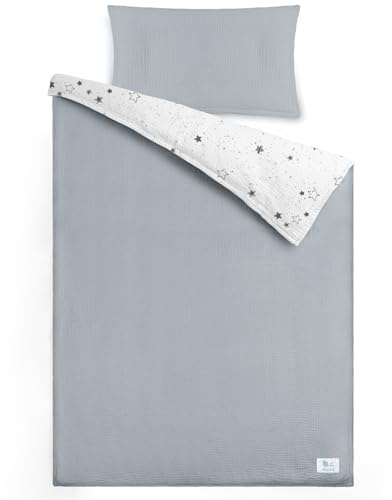 lulumoon Musselin barnsängkläder 100 x 135: påslakan 100 x 135 örngott 40 x 60 cm av bomull Oeko-TEX standard – lätt och bekvämt sängkläder set för baby barn