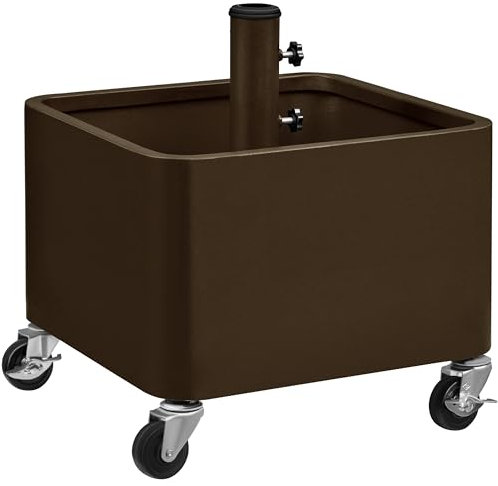 Yaheetech Multifunktionaler Schirmständer auf Rollen mit Pflanzkasten bis 150 kg Belastbar ø38 mm/48 mm 2-in-1 Befüllbarer Sonnenschirmständer Bepflanzbar für Terrasse/Balkon/Garten/Strand, Braun