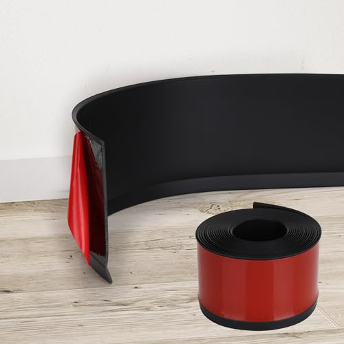 YKUKIZEE 6 M Self-Adhesive Plastic Skirting Board Black, 10 CM Wide Wall Baseboard Molding Trim, Vinyl Wall Base Moulding Trim, Flexible Skirting Boards Covers