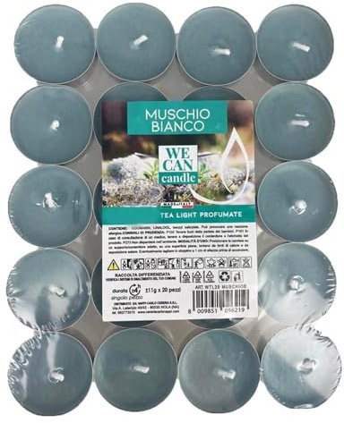 Ma Maison Tealight Confezione da 40 Candele Profumate in Alluminio Lunga Durata 4 Ore - Candeline, Decorative, per la Casa, Lumini - Per Interni Colorate (Muschio | Seta di Nebbia)