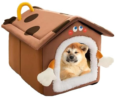 Lit Caverne pour Chat - Caverne Hivernale en Peluche Fermée - Nid de Sommeil Chaud pour Intérieur | pour Chien Chat Lapin Petits Animaux Chambre Salon Balcon Hiver Noël