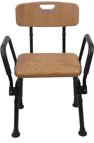 Plus SANTÉ – Chaise de Douche LACANAU Effet Bois | Pieds ventouses antidérapants, Hauteur réglable 6 Positions, Dossier & accoudoirs Confort, matériau imperméable | 54×45 cm | 3,8 kg | 100 kg