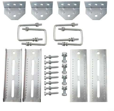 Kit di staffe per cuccette girevoli da 20,3 cm, per rimorchi incrociati per barche, supporto regolabile con bulloni a U quadrati, confezione da 4 pezzi per traverse da 3 x 3, 2 x 3, 1,5 x 3, accessori