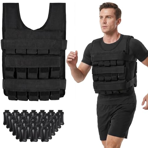 COSTWAY Chaleco Lastrado 30kg/20kg, Chaleco Peso Entrenamiento con 30/20 Sacos de Arena de Hierro Extraíbles y Correas Ajustables, Chaqueta de Entrenamiento de Fuerza para Hombre y Mujer (30 kg)