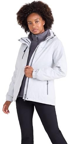 Mountain Warehouse Bracken Melange 3-in-1 Jacke für Damen - Wasserdichte Outdoorjacke, Thermo-Funktionsjacke, atmungsaktiv, abnehmbare Kapuze - Frühling, Sommer Weiss (01) Damengröße EU 38