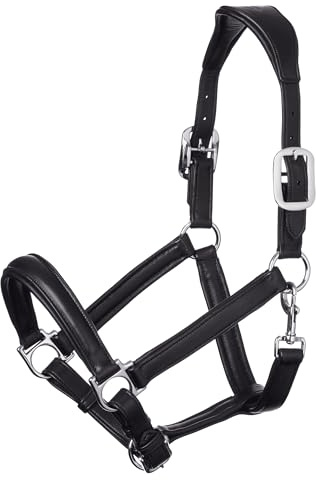 LeMieux Anatomic Headcollar for Horses in Black - Padded Leather & Metal Fittings - Adjustable - Full
