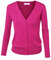Cardigan Pull Gilet Femme Basic Col V Classique en en Tricot Pull Fine Soft Boutonné Hot Pink
