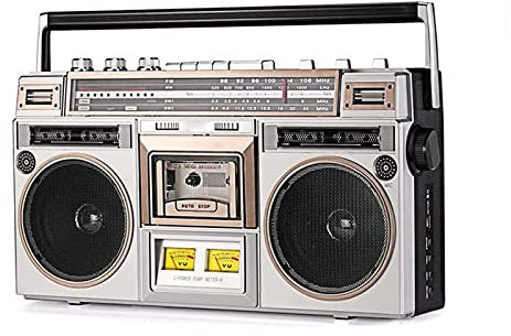 Boombox retro Bluetooth estilo años 80, altavoz estéreo incorporado con reproductor de casete Conector for auriculares Ranura USB/Msd Radio AM/FM/SW Estilo clásico de los años 80 con tecnología modern