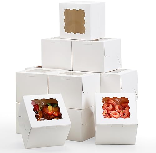 Moretoes 15pcs 6x6x5in Cake Boxes Bakery Carriers, Small Bento Cake Contain