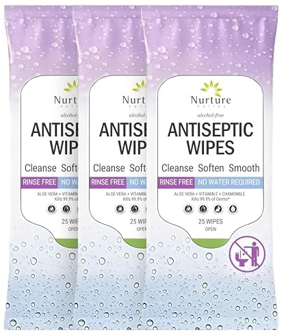 Nurture XL Antibacterial Body & Hand Sanitizing Wipes | Alcohol-Free Antiseptic Wet Towelettes for Germ Removal, Disinfecting Skin, Sanitizing Hands |Cleaning Cloths | Adults & Baby | Thick & Strong