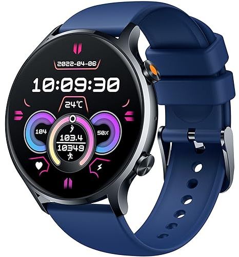 Montre Connectée Sport pour Hommes avec Appel: Smartwatch Bluetooth 5.2 Compatibles Android et IOS Montres Intelligente Ronde de 1,42 Étanche IP67 Fitness Tracker Podomètre Moniteur de Sommeil Bleu