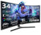 UWQHD Gaming Monitor 34 165Hz UWQHD 3440x1440 FreeSync HDMI DisplayPort 1500R PC Screen Ideal for Gaming