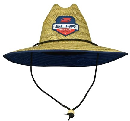 Scar Chapeau de Paille Factory Racing – Moto Cross Enduro Supercross – Casquette Bob Soleil Homme Femme – Bleu Marine/Marron