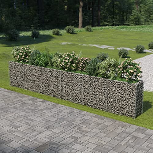 Chaduof Gabionen-Hochbeet, Palettenrahmen, Hochteich, Gemüsebeet, Kräuterregal Balkon, Blumenbeet, Kräuterspirale, Tomatenbeet, Pflanzhochbeet, Verzinkter Stahl 540×50×100 cm