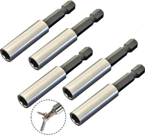 Shallho - 5 piezas de extensión de broca de 60 mm, soporte magnético de 1/4 pulgadas de cambio rápido para taladro eléctrico, destornillador de impacto