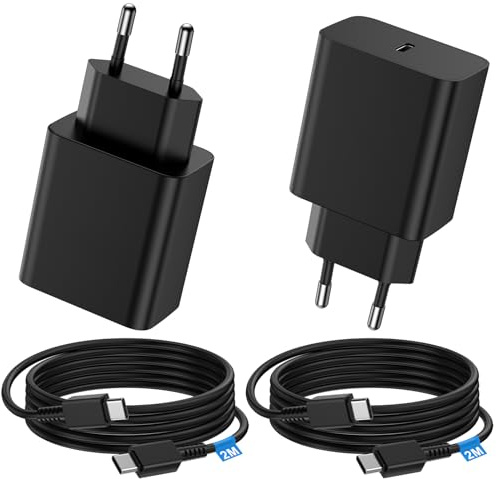 Cargador para Samsung Carga Rapida, 2Pack 45W USB C Cargador Rapido con 2M Cable para Samsung Galaxy S25/S24/S23/S22/S21 Ultra/S20/S25+/Edge/FE/Note 20/10/9/8/A55/5G/Flip/Fold Tipo C Cargado Cabezal1