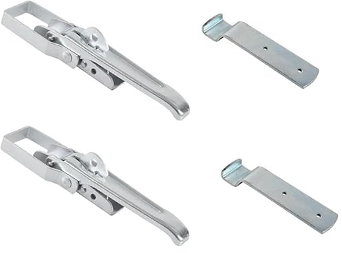 Kit complet de fermeture excentrique galvanisée 210 mm – Fermeture pour mur de bord et caisse, tendeur de levier, 1 à 4 pièces – Accessoires de remorque (2, argenté)