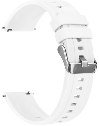 Vancle Correa de Reloj de Repuesto de Silicona, 22mm Correas de Reloj para Hombre y Mujer, con Pulseras de Repuesto de 22mm de Liberación Rápida, Blanco