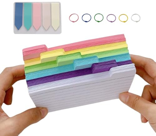 Tarjetas De Índice Blanko, 300 Tarjetas De Índice De Colores Para Estudiar - Material Escolar Con Recetas De Pegatinas Planificación Del Hogar Estudiantes De Maestros De Preparación De La Preparación