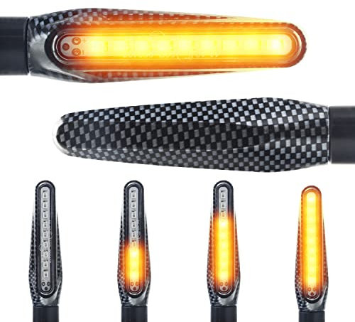 Area1 Motorrad LED Blinker E-geprüft Set (2 Stück) M10 mit Lauflichteffekt kompatibel mit (AD11 Carbon (Blinker))