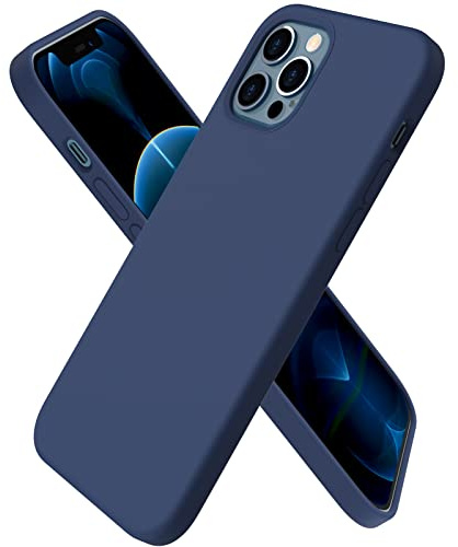 ORNARTO Funda Silicone Case Compatible con iPhone 12 6,1, iPhone 12 Pro Protección de Cuerpo Completo,Carcasa de Silicona Líquida Suave Case para iPhone 12/12 Pro (2020) 6,1 Azul Marino