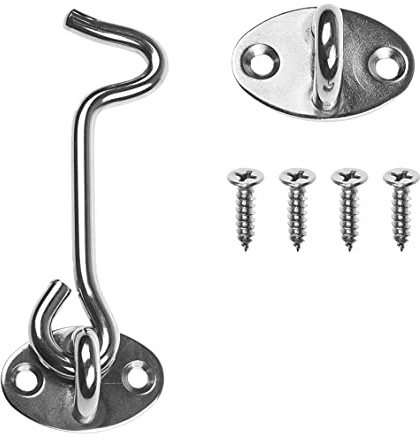 Kare & Kind 4-Inch Hook and Eye Latch, Silver Door Latch, 1 Pack