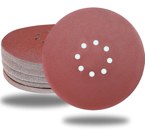50 PCS 9 Inch 8 Hole 150 Grit Drywall Sanding Discs, 9 High-Performance Sandpaper Discs with Hook & Loop Backing, Fast Cutting Aluminum Oxide Abrasive for Drywall Power Sander, Wood
