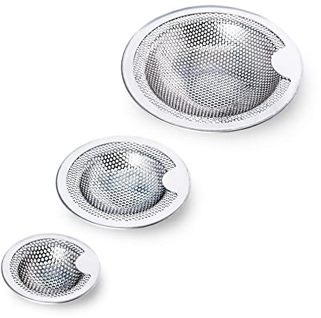SPDYCESS 3 pcs Stainless Steel Kitchen Sink Drain Strainer, Drain Protector Waste Filter, Plug Hole Hair Catcher Stopper for Bathroom Bathtub Shower Basin, Household Mesh Hole Cover Prevent Clogging