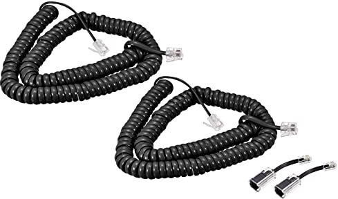 sourcing map Téléphone Corde Démêlant 360 Degré Rotatif Téléphone Fixe Câble avec Téléphone Combiné Corde 6.56Ft 2Set