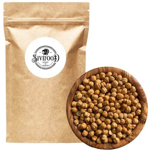 SIVIFOOD pois chiches rôtis 1kg - pois chiches entiers rôtis naturellement, non salés, pelés sans additifs légumineuses snack sans sel Pois chiches rôtis Leblebi ezmesi 1000g