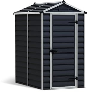 Canopia by Palram Gerätehaus Garten Skylight 4x6 Geräteschuppen Metall 121 x 177 cm Midnight Grey Polycarbonatplatten rostbeständig UV-Schutz