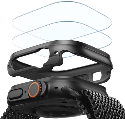 ESR for Apple Watch Ultra 3/2/1 Case with Screen Protector 49mm (2025/2024/2023/2022), Military Grade Protection, Aluminum Alloy Case with 2 Pack Armorite Glass Protector Set, Stay Original, Black