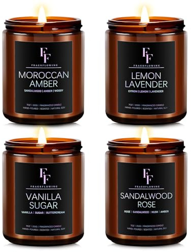 Scented Candles for Home Scented Aromatherapy Candles, 4 Pack 28 Oz Soy Wax Candle Gift Set Valentine's Day Gift for Women Men (Lavender/Vanilla//Sandalwood Rose/Moroccan Amber)