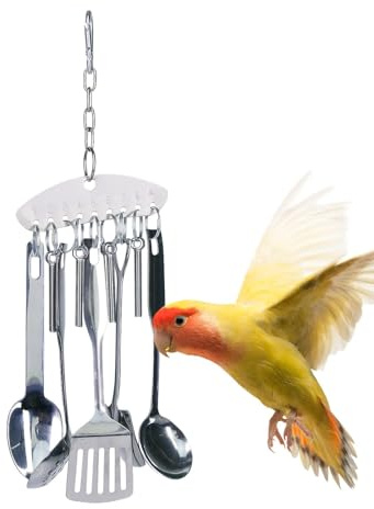 Jouet de Cloche d'anneau de cuillère en Acier Inoxydable, Jouet à mâcher d'oiseau pour Perroquet-Jouet d'oiseau de Cloche d'anneau de cuillère en Acier Inoxydable | G