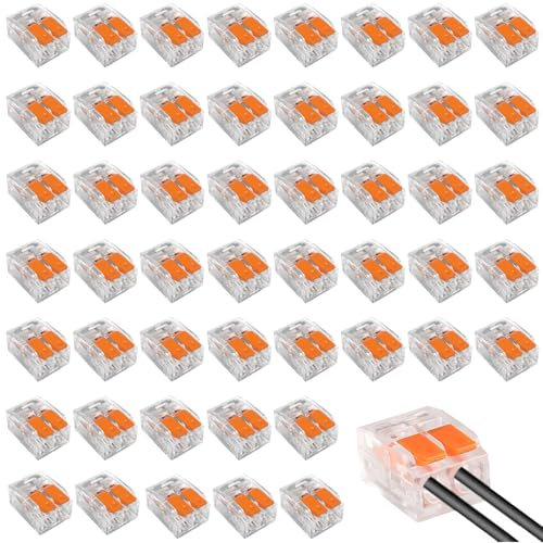 50 Stück Kabelverbinder Mit Betätigungshebel, Kabelklemmen 2 Polig,Kabelklemmen Elektro,Verbindungsklemme,Klemmen Elektro Für Haus, Hotel, Lager, Straßenbeleuchtung