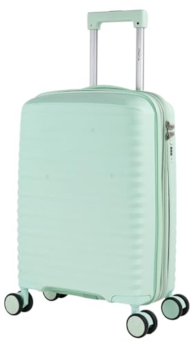 ITACA - Trolley Bagaglio A Mano 55x40x20 leggero rigido con ruote girevoli ideale per viaggi in cabina Valigia Bagaglio A Mano compatibile Ryanair. Lucchetto a Combinazione. Estensibile, Menta