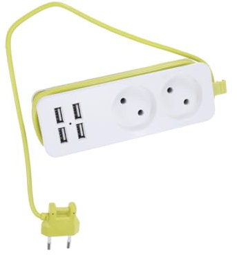 DOITOOL 4Pièces Multiprise Électrique Multifonctionnelle avec Ports USB et Prises Prise de Chargement Intelligente pour et Magasin Blanc Vert