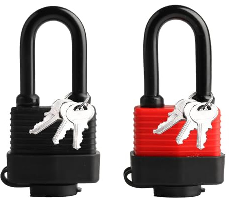 2 Stück Vorhängeschloss mit Schlüssel, Vorhangschloss Sicherheitsschloss Vorhängeschloss Langer Bügel, Schlösser Wetterfest Vorhängeschlösser mit Schlüssel, für Spind Garage Zaun Gartentor Tür
