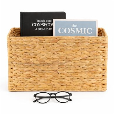 SUNNYNEST Magazine Rack Hand-Woven Natural Narrow 39 x 14 x 24.7 cm