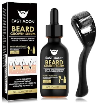 Olio da barba naturale, kit per la crescita della barba con rullo da barba, siero per la crescita della barba, olio di barba, micro ago di barba, stimola i baffi e la crescita di