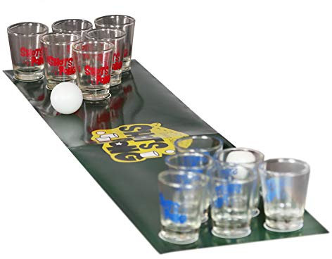 Monsterzeug Shots Pong - Gioco di bere, con bicchierini da liquore, gioco per adulti, divertenti giochi da bere, mini pong, addio al celibato