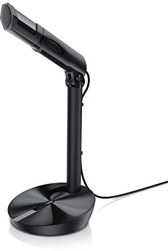 CSL - USB PC Mikrofon – Tischmikrofon Standmikrofon – einstellbare Lautstärke – hohe Klangqualität – Stummschaltung – Windschutz - für Gaming Podcast YouTube - Plug Play