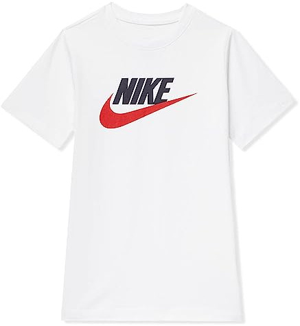 Nike Boys B NSW Tee Futura Icon Td T-Shirt, White/Obsidian/University Red, XS(122-128)