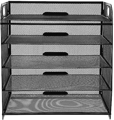MAGICLULU Stufiger Mesh Schreibtisch Papierorganizer Mit Griff Stapelbare Ablage Für Dokumente Und Briefe Praktischer Tisch Organizer Für Büro Schule Und Zuhause Langlebig Und Vielseitig Einsetzbar