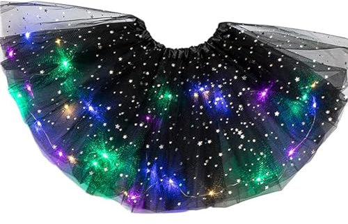 Magischer leuchtender LED Ballettrock, Mädchen Tutu Rock LED, Ballettrock Led Lichter Kleid Tutu, Tutu-Rock mit LED-Beleuchtung, Magische Prinzessin LED Tanzrock für Mädchen (1, H)