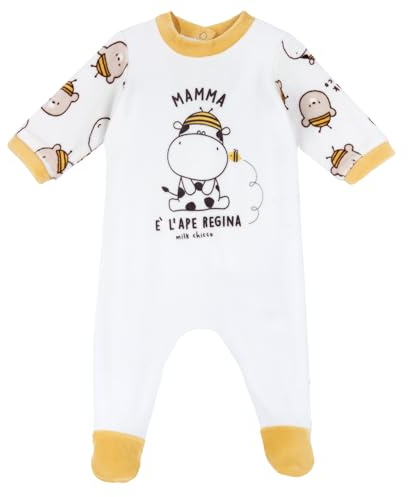 Chicco Tutina Con Apertura Patello, In Ciniglia, Pigiama Unisex - Bimbi 0-24, Bianco (2) 1M, 0 mesi