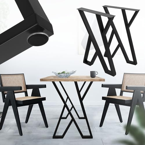 ML-Design Set 2 Gambe per Tavolo 50 x 5 x 71 cm Telaio Struttura in Acciaio Nero Design Industriale adatto per Panchine Tavolini da Caffè da Salotto Soggiorno Cucina Progetti DIY
