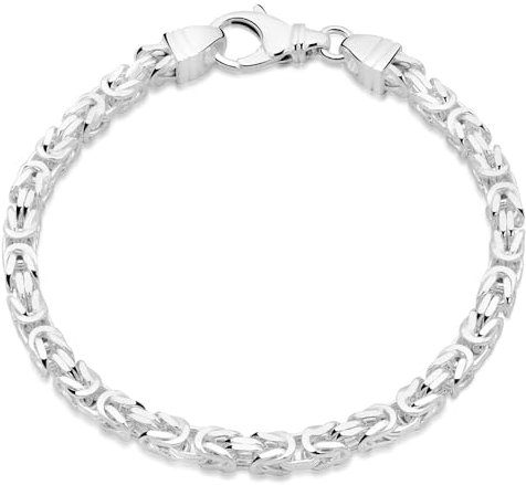 Königsarmband 4mm 925er Silber Hochglanzpoliert Diamantiert für Damen und Herren